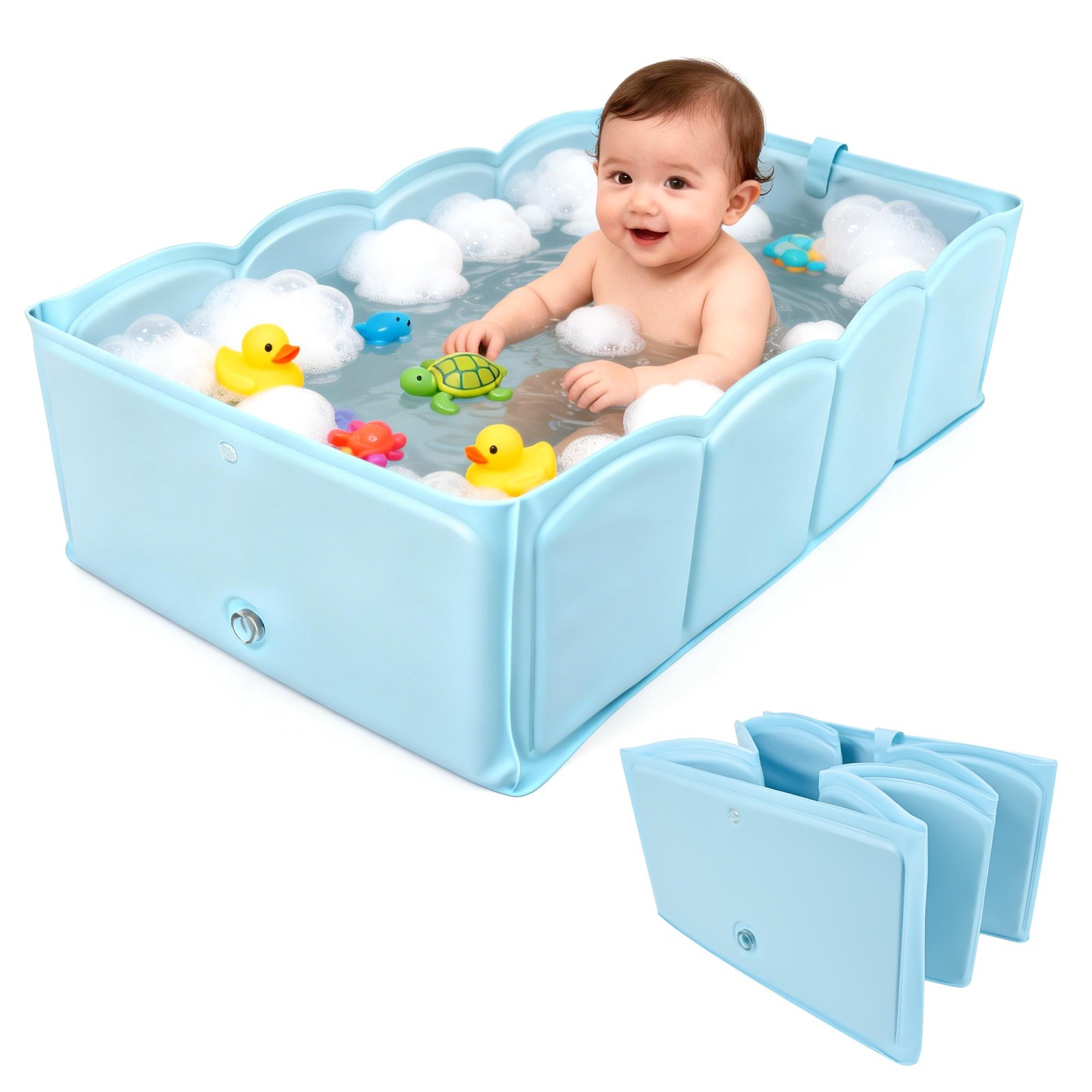 Baby Bathtub Portable Toddler Bathtub Foldable Bath Tub for Travel & Small Space