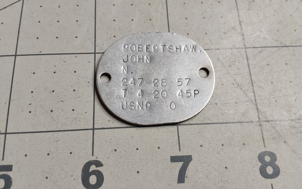WWII US Navy Dogtag Dog Tag John N Robertshaw