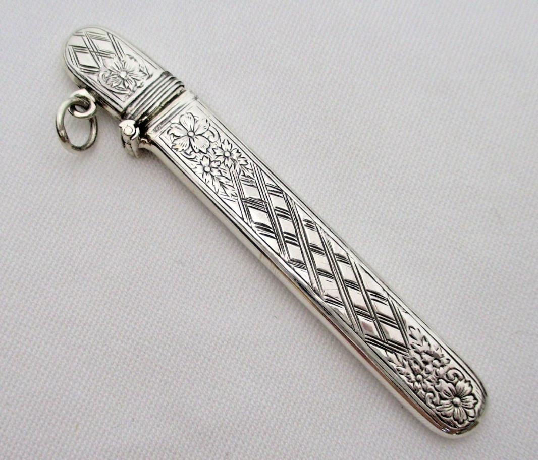 REO sterling silver needle case pendant collectible sewing notion