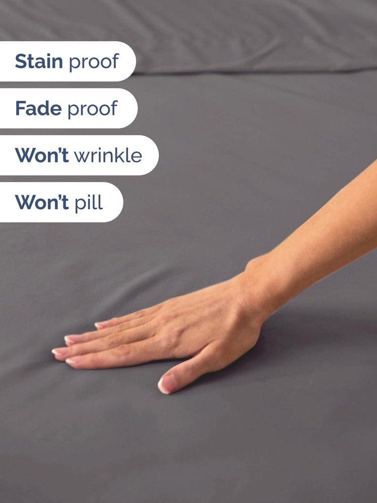 Extra Deep Queen Sheet Set - 6 Piece Cooling Luxury Bedding - Grey