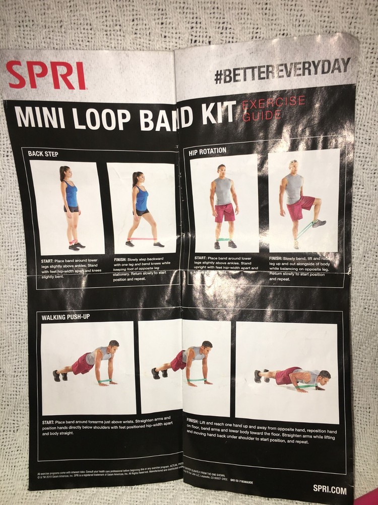 SPRI Flexible Booty Band Gliding Core DIsc Mini Loop Band KIT in Portable Bag