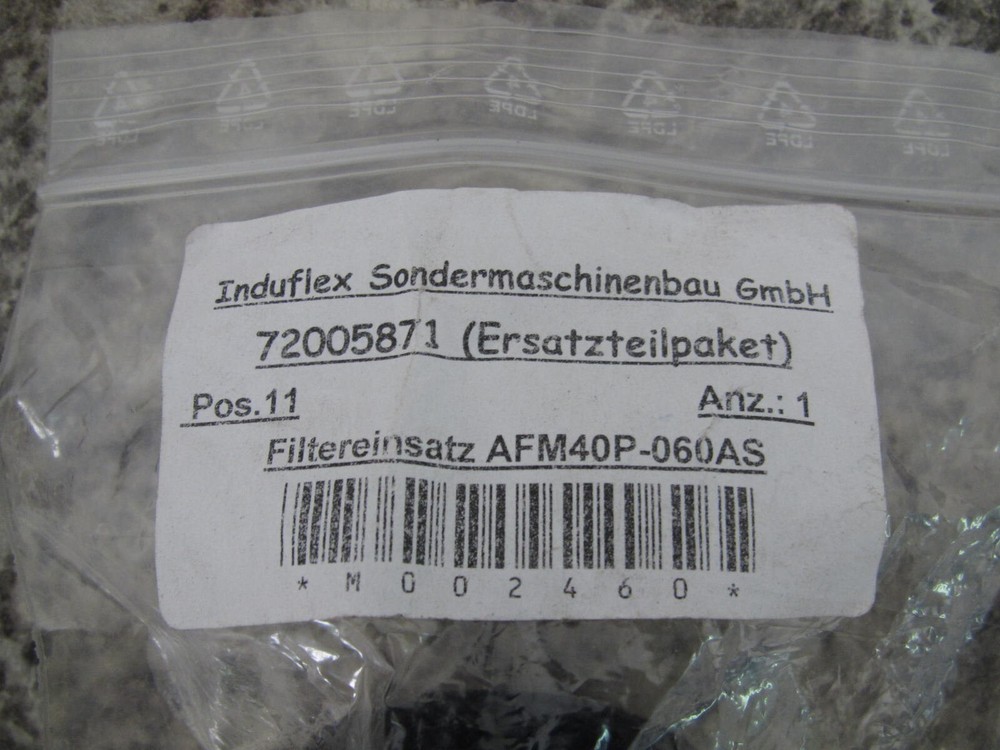 New Induflex / SMC AFM40P-060AS / 72005871 Mist Separator Filter Element