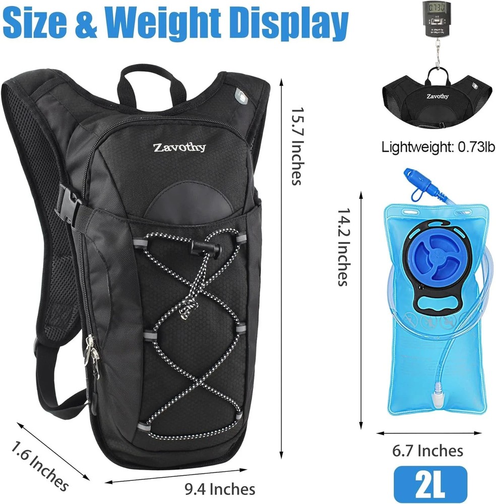 Zavothy Hydration Backpack with 2L Hydration Bladder Water Backpack for Hiking