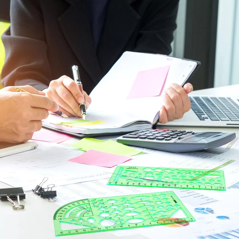 11PCS Geometric Drawings Templates, Drafting Stencils Measuring Tools, Transp...