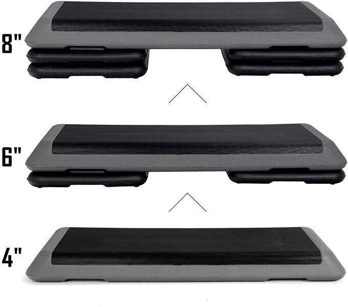 2PCS 43" Training Exercise Aerobic Stepper 4"- 6"- 8" Workout Step w/4 Risers
