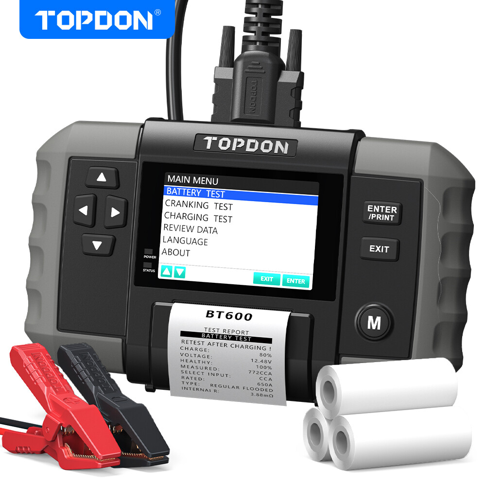 TOPDON BT600 Battery Tester Printer-in Charging Cranking Test Load Tester