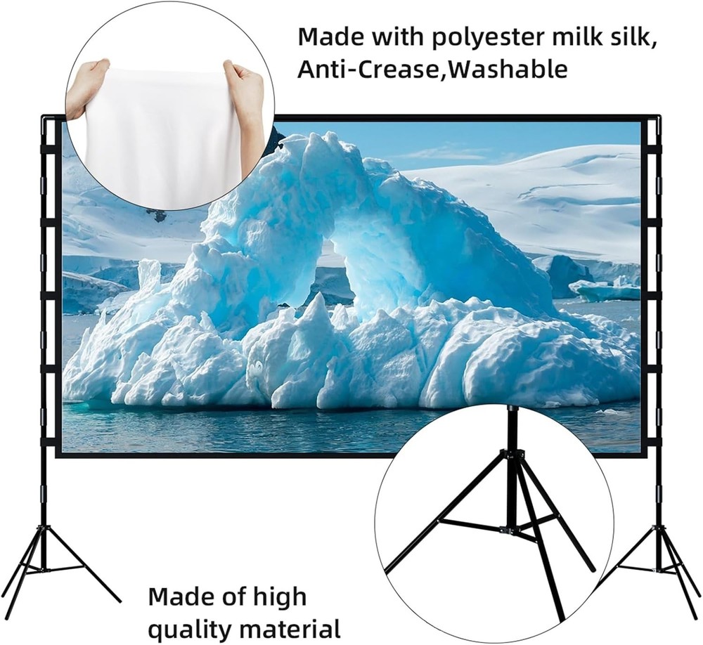 Projector Screen with Stand, Outdoor Projector Screen Portable Indoor Project...