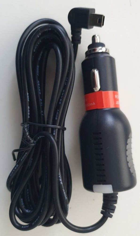 Angled Mini USB Cigarette Lighter Long Power Cable for Satnav