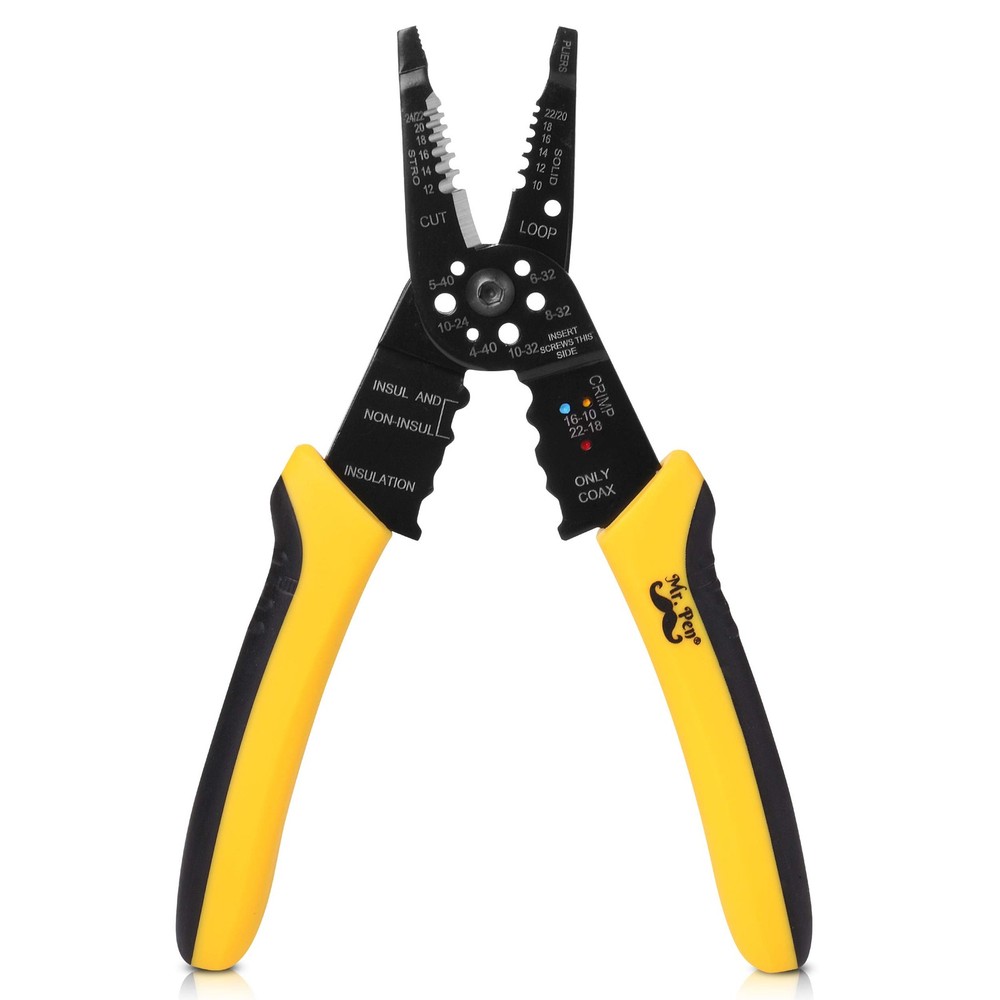 Mr. Pen- Wire Stripper, 8 inch, Cutter, Stripper Crimper, Yellow