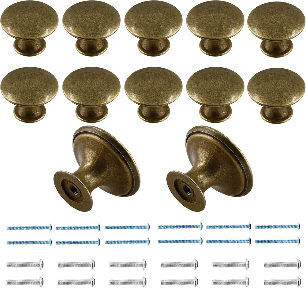 12 Pcs Cabinet Knobs Metal Drawer Knobs Round Dresser Handle 12 Pack Brass