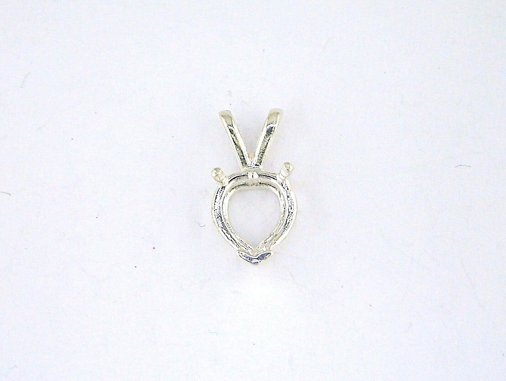 Heart 3 Prong Pendant Setting Sterling Silver