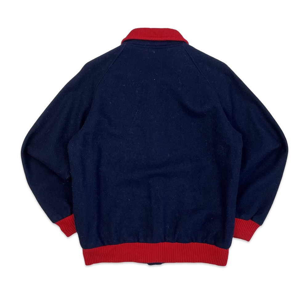 Vintage Navy Red Collared Wool Varsity Jacket Small