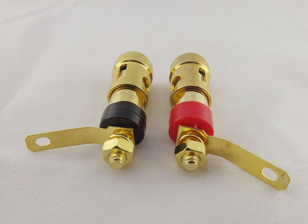 5 Pair Gold Speaker AMP Terminal Binding Post Spring Loaded Press Type Red Black