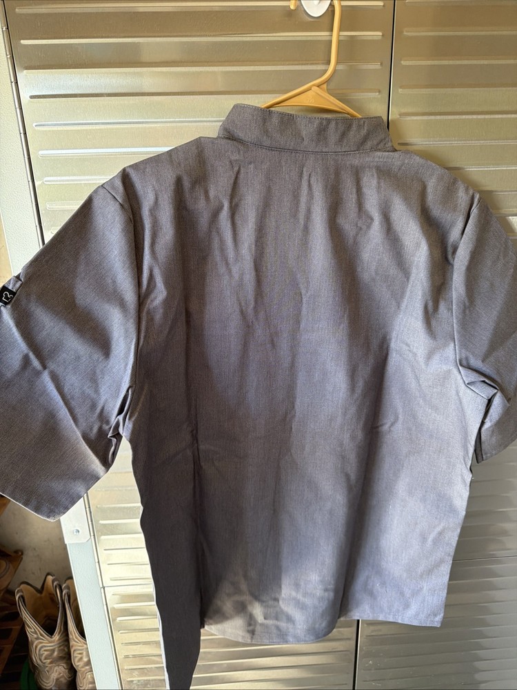 Chef Jacket Short Sleeve Gray Double Breasted Front With Buttons NWT