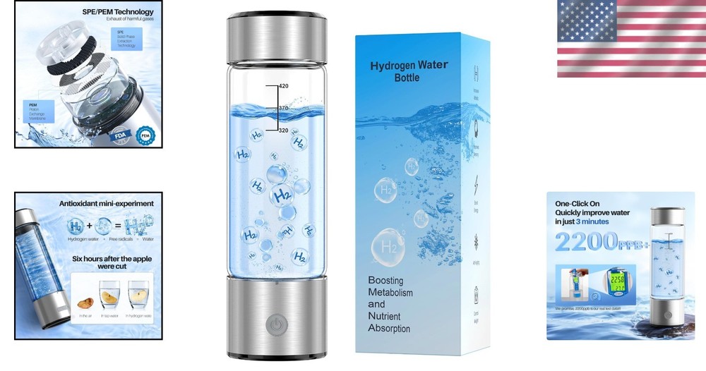 14oz Battery-Powered Hydrogen Water Generator – Quick 2200PPB Hydration Solution