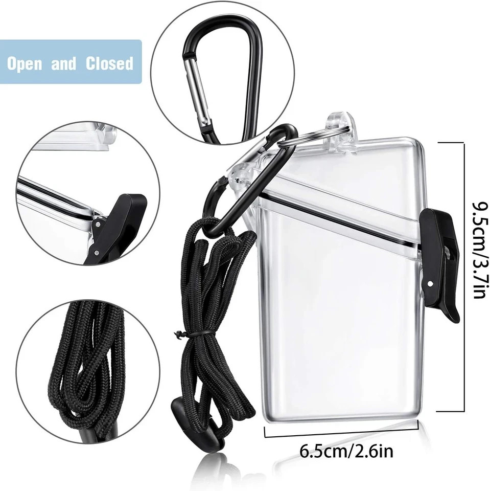 3 Pack Waterproof ID Badge Holder Case Clear Vertical Black,