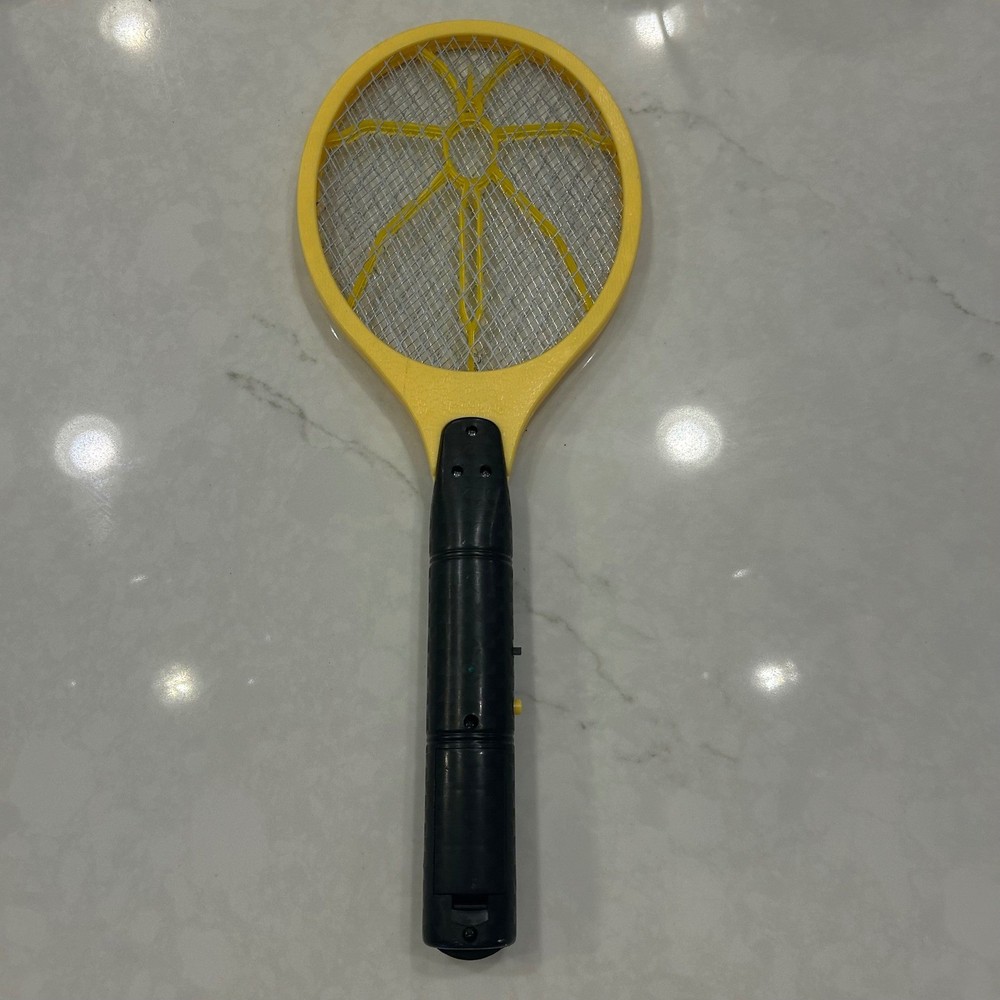 Electric Fly Swatter Bug Zapper Racket Handheld Mosquito Killer Yellow Black