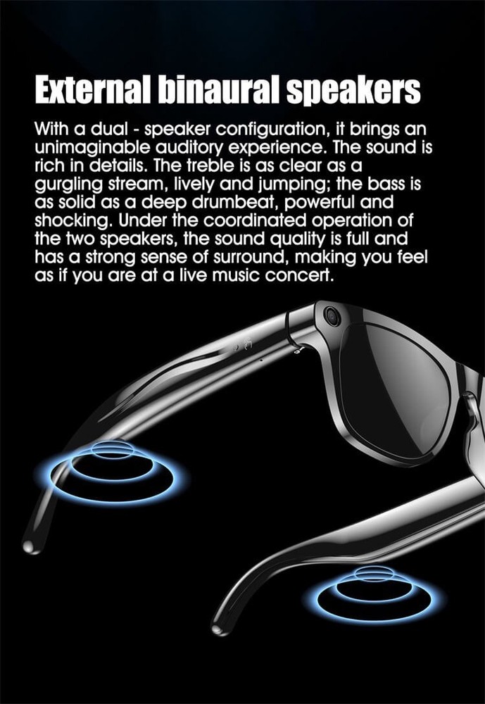 XK One Pro AI Smart Glasses HD Camera Bluetooth Touch Control LED Flashlight