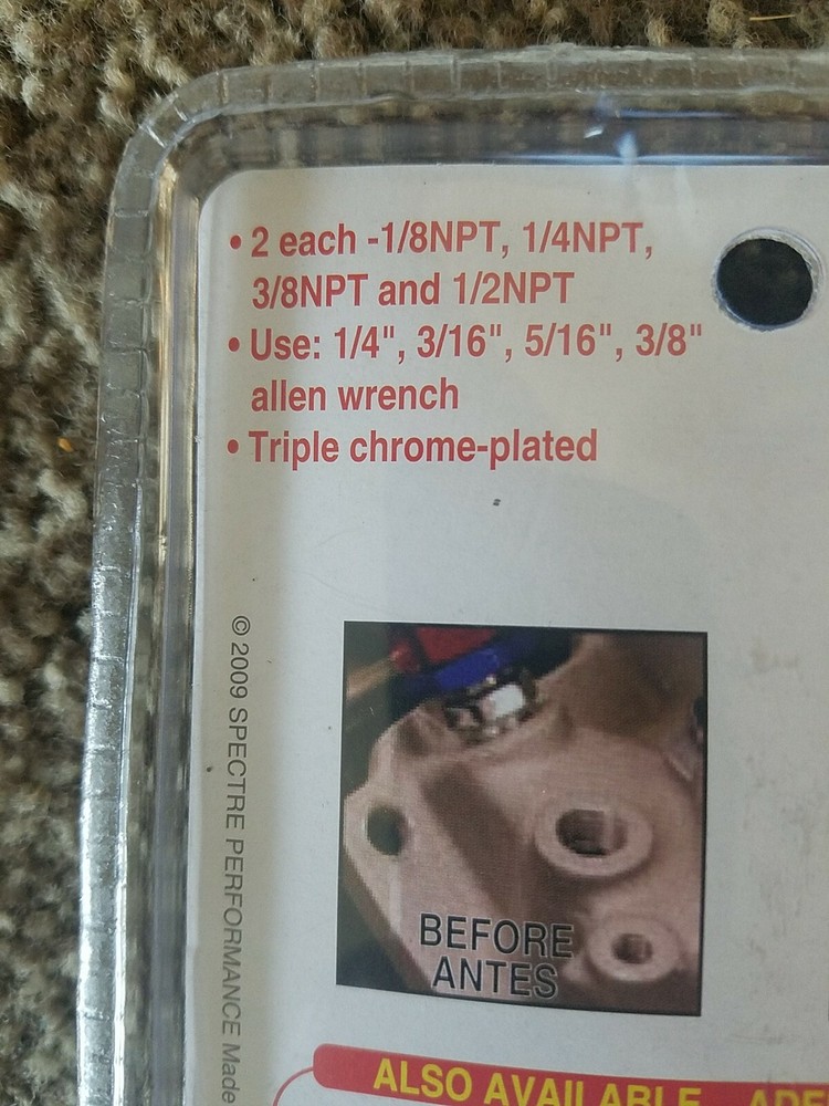 Spectre Performance 60183 Chrome Pipe Plug Kit