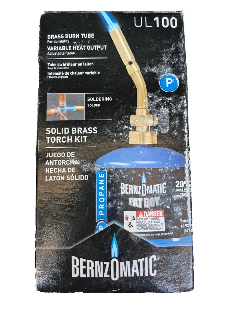 NOS~BernzOmatic Ul100 with Fat Boy - Solid Brass Torch Kit