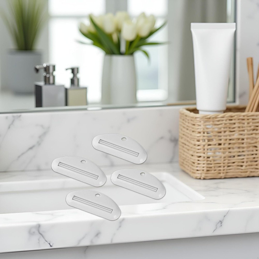 5Pcs White Toothpaste Squeezer,Plastic Toothpaste Tube Squeezer Dispenser,Toothp