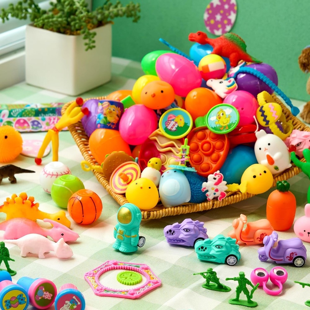 Assorted Toy-Filled Easter Egg Shells - 100 Pcs