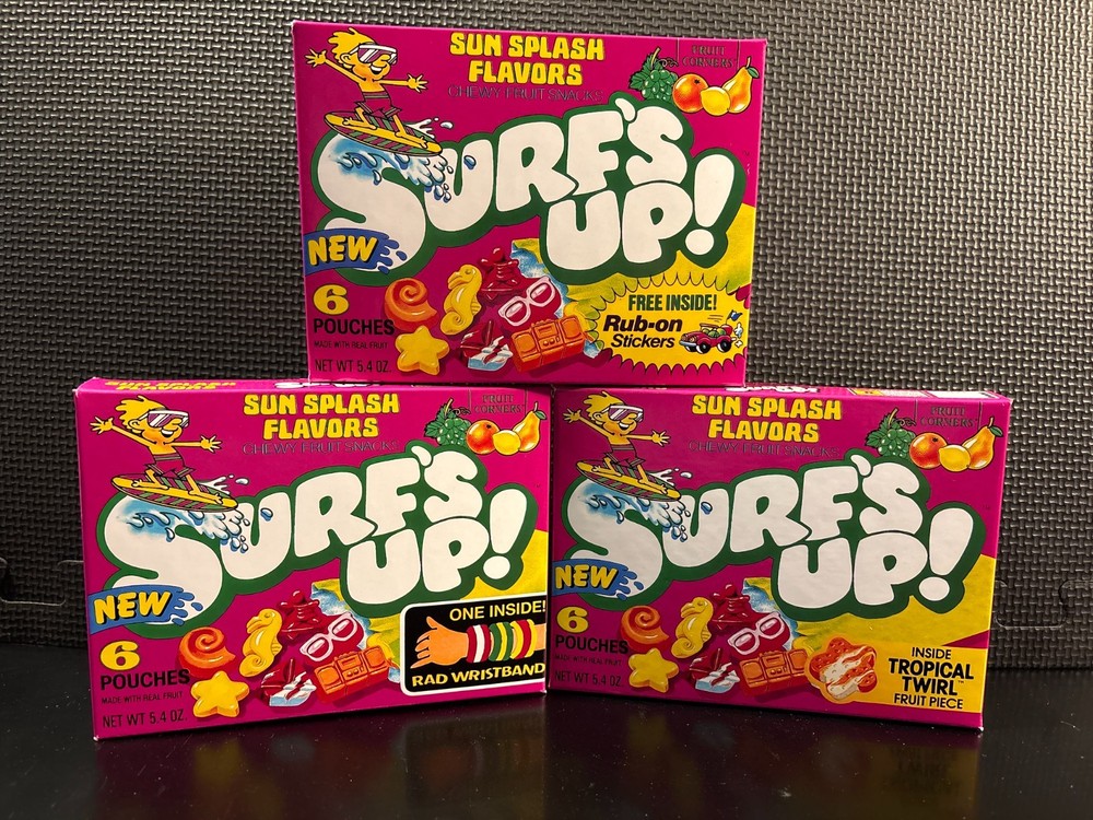Surfs Up fruit snacks - 3 empty custom design display boxes