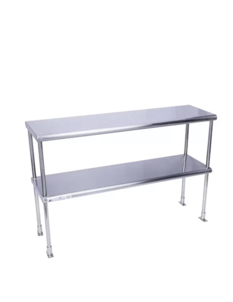 Stainless Steel Adjustable Double Overshelf for Work Table 18"x30" Top Mount