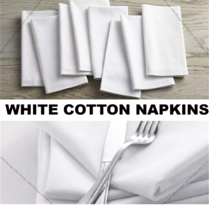 Set of 8 WHITE 100% COTTON Luxury CLOTH Napkins GARNIER THIEBAUT XL 22"x22" NWOT