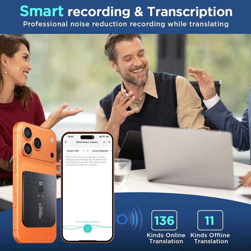 AI Language Translator Device Magnetic Two-Way Real-Time Language Translator