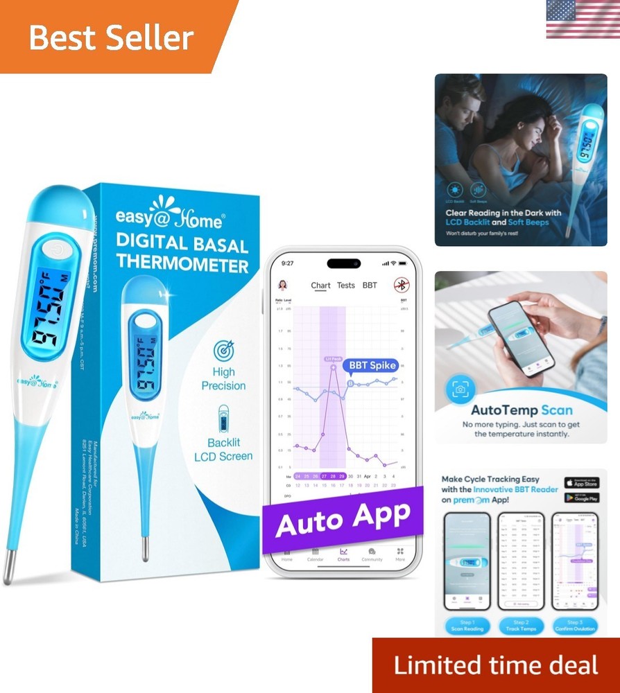 Digital Basal Thermometer for Ovulation: Backlight LCD Display 1/100th Degree...
