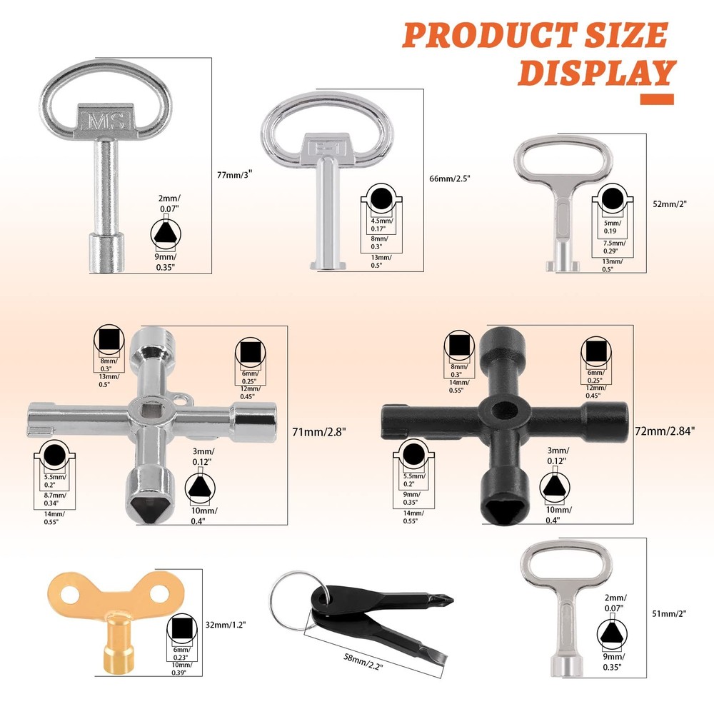 Multifunctional Utility Kit includes 4-Way Spanner and Square Keys 13 Pcs