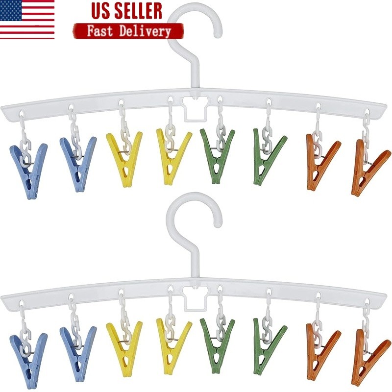 Portable Clothes Drying Rack 360° Swivel Hook Rust Resistant Space Saving Clips