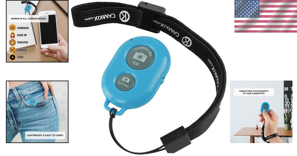 Elegant Wireless Bluetooth Camera Shutter Remote for Stunning Selfies - Blue