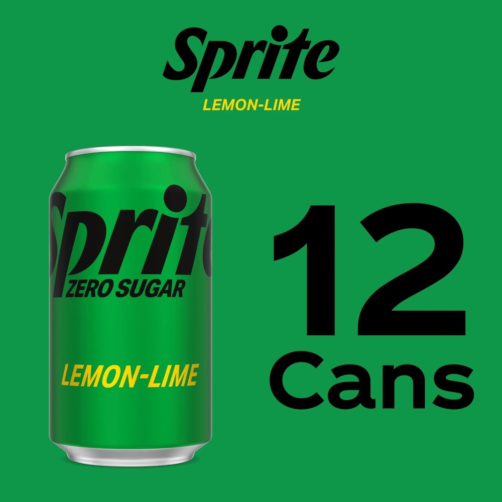 Sprite Zero Sugar Lemon Lime Soda Pop, 12 fl oz, 12 Pack Cans.