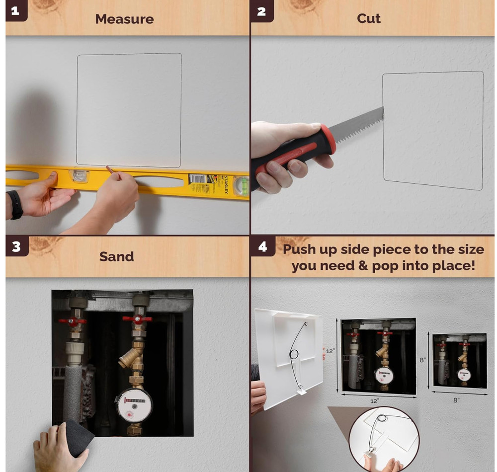 4 Pack Morvat 12x12 Adjustable Spring Access Panel for Drywall & Ceiling