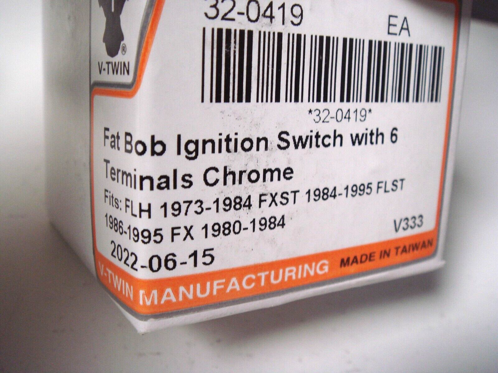 Harley Ignition Switch Fat Bob 6 Terminal Key FLH FXST FLST FX V-Twin 32-0419 D7