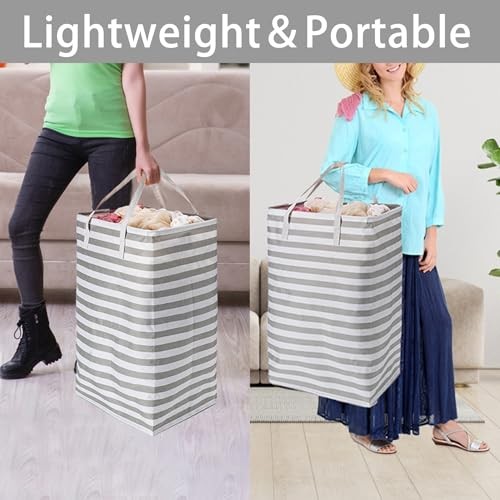 2-Pack Large Laundry Basket,Waterproof Freestanding Laundry 75L Grey