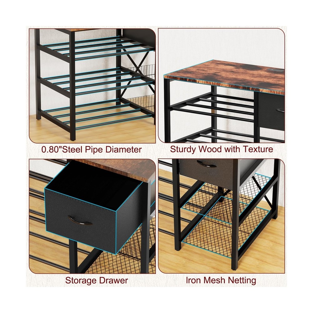 3D Printer Stand with Filament Storage Rack, 3D Printer Table with Power Outl...