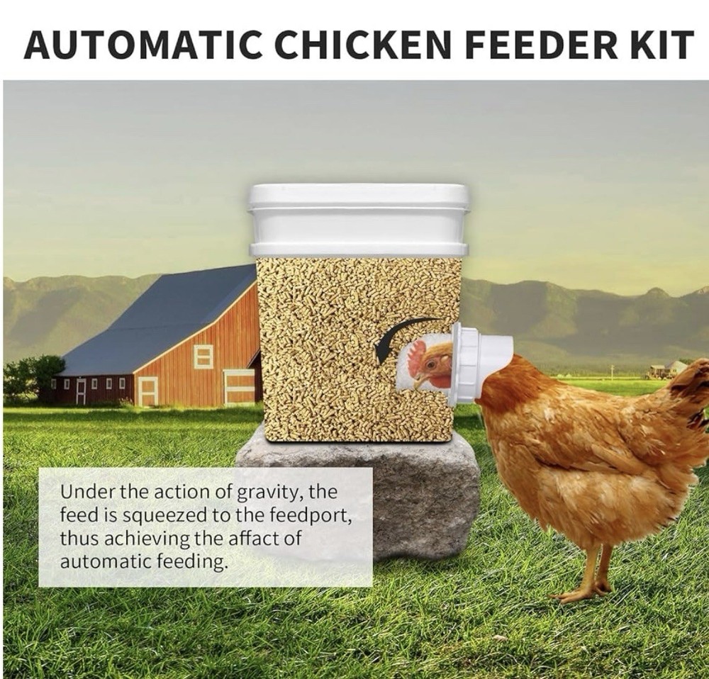 6 Pcs Automatic DIY Chicken Feeder Rain Proof Poultry Port Gravity Feed Kit