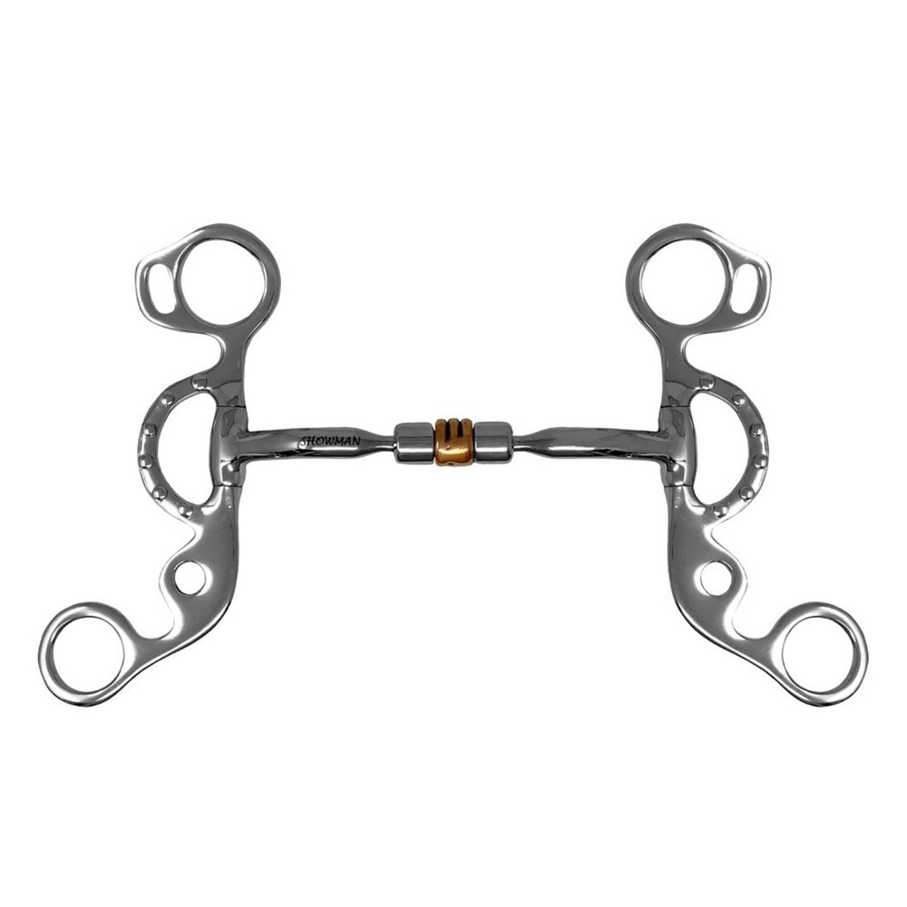 SHORT SHANK SNAFFLE Comfort Jointed 5 1/4" Copper Roller CURB BIT 6" Cheeks