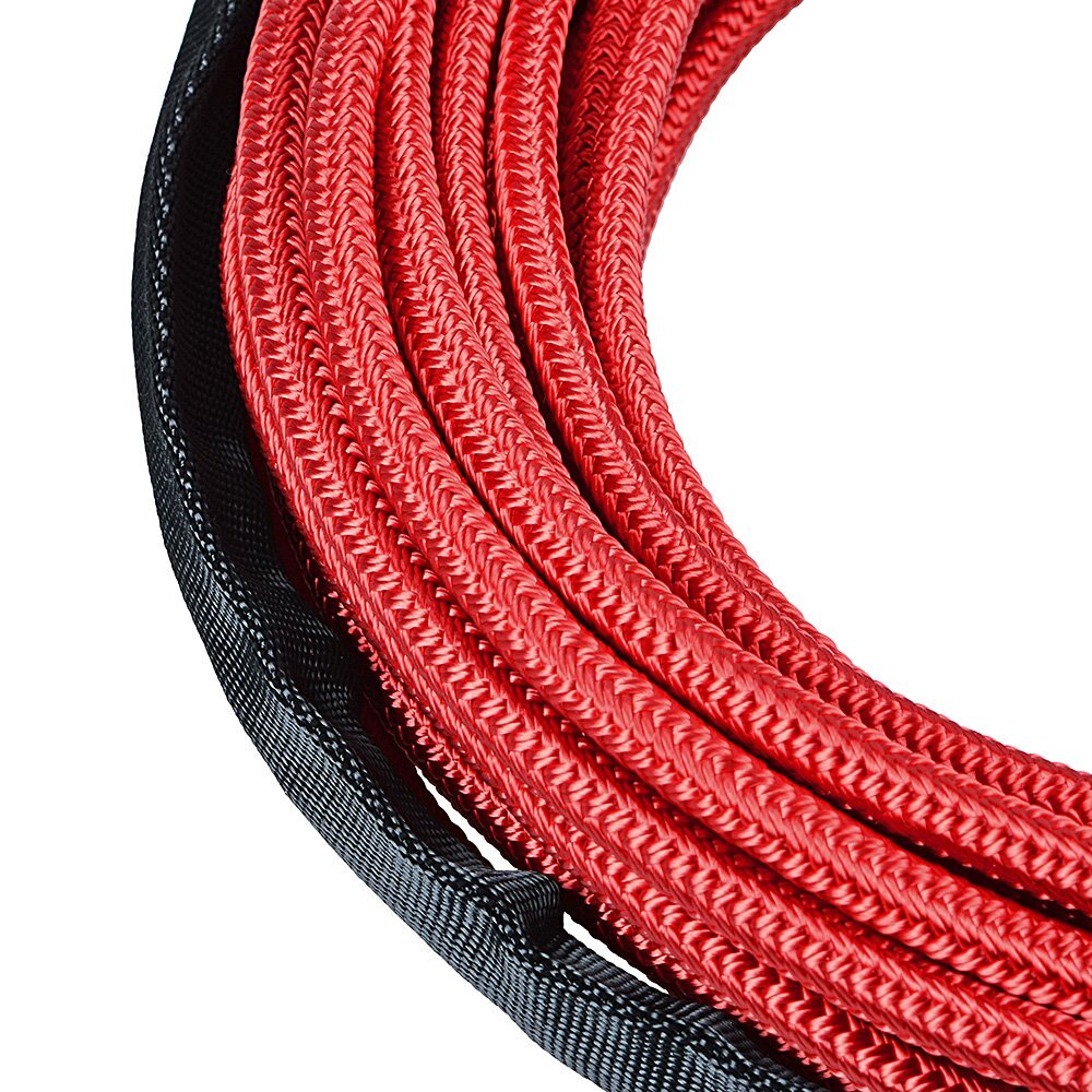 50' x 1/4" 7000LB Red Synthetic Winch Rope + 6" Hawse Fairlead + Stopper ATV UTV