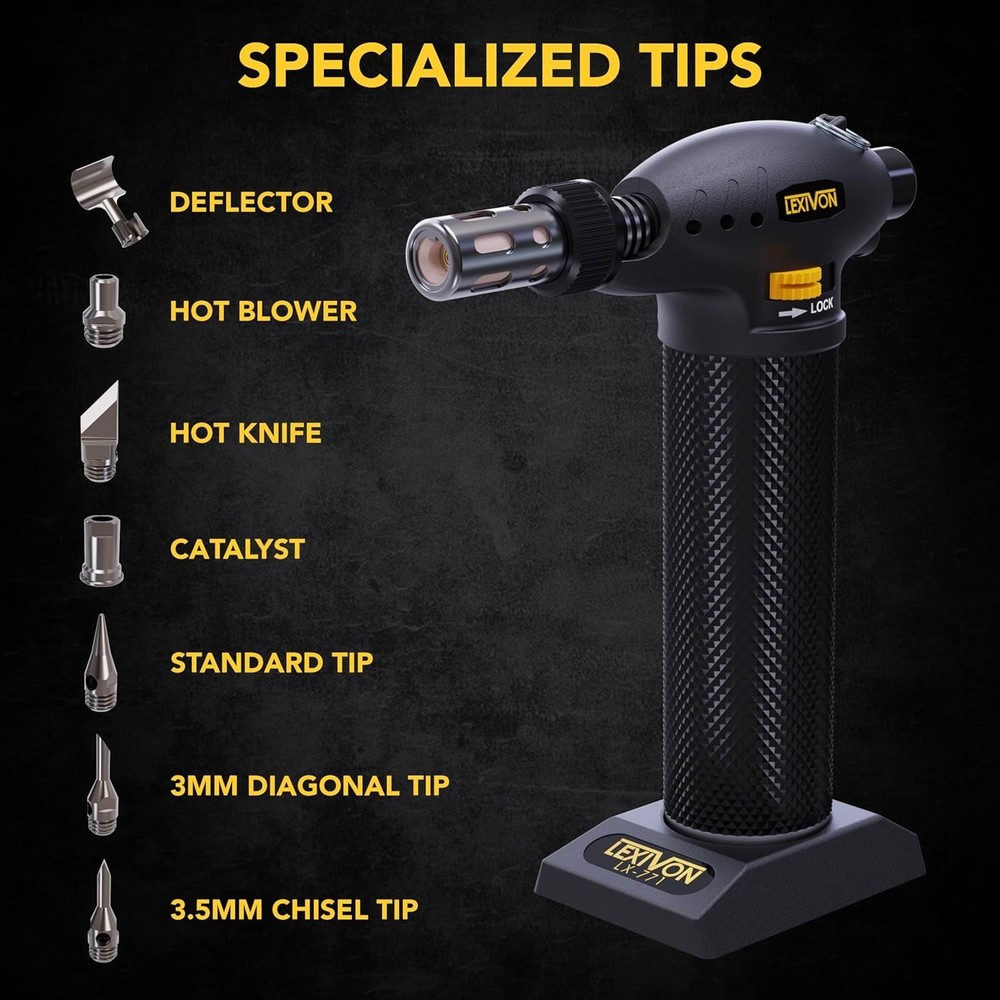 Multi-Function Butane Torch Kit with Adjustable Flame and Hands-Free Operation