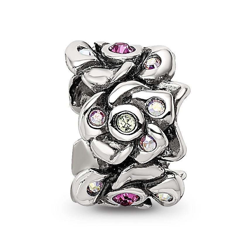 Silver Reflections Crystals Cherry Blossoms Bead QRS3468
