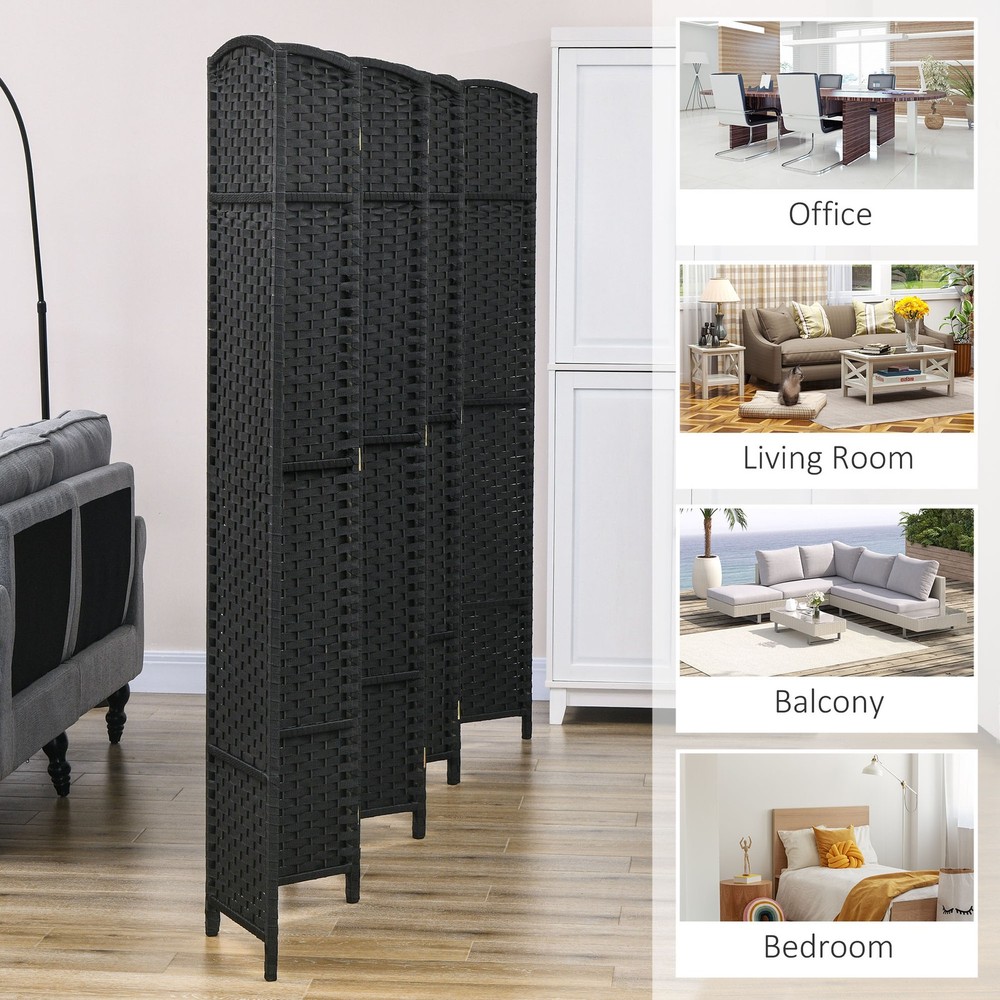 HOMCOM 4 Panel Room Divider Freestanding Folding Privacy Screen Black