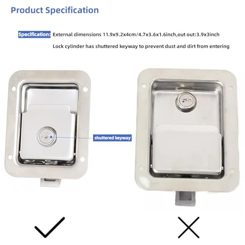 Pack Stainless Door Lock Heavy Duty Flush Mount Handle Latch for Trailer 4