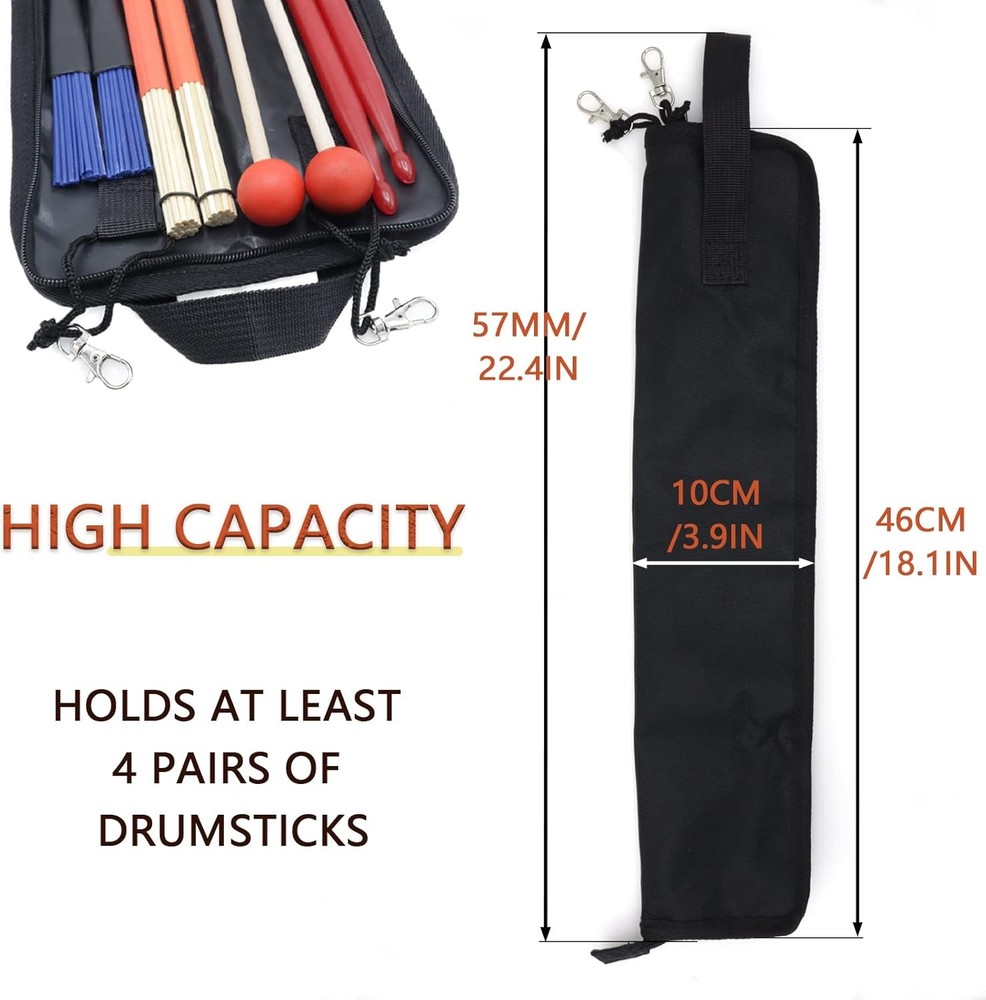 Portable Drumstick Bag - Small Storage Case With Hooks Inside for Drum Set Malle