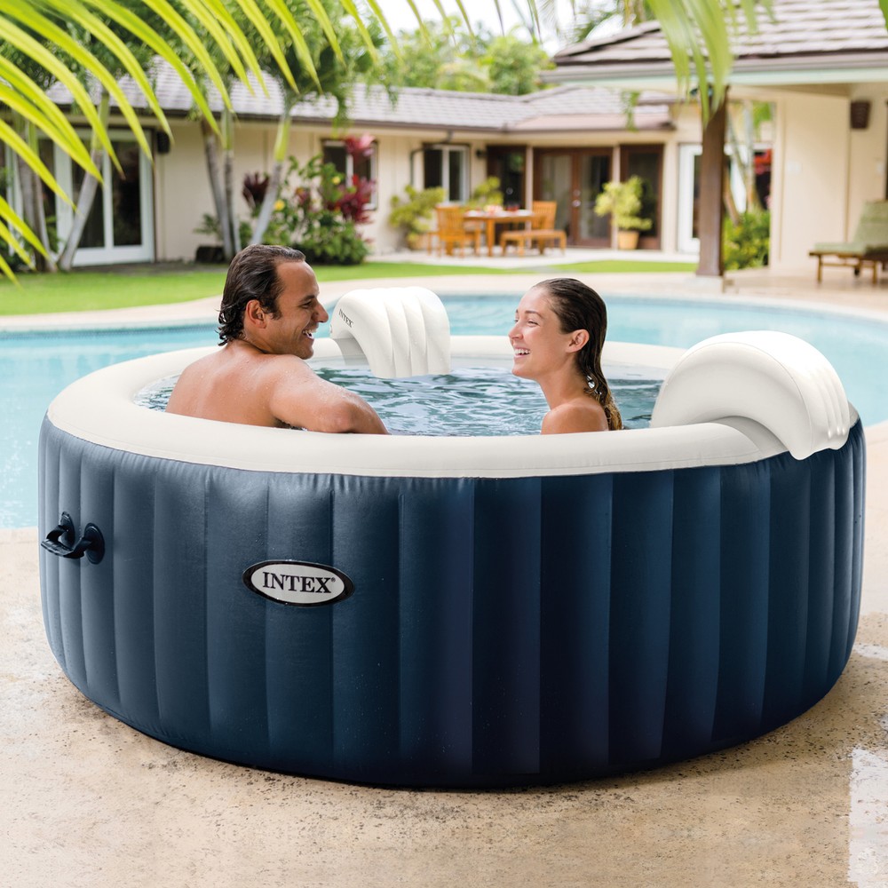 Intex PureSpa Plus Portable Inflatable Jet Spa & Medium PureSpa Benches (2 Pack)