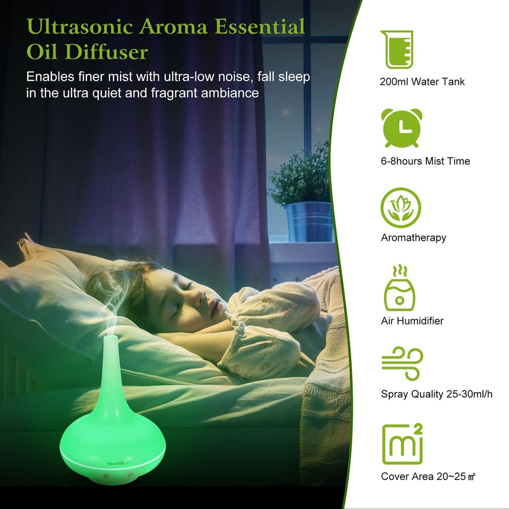 200ML Ultrasonic Home Aroma Humidifier Air Diffuser Purifier Lonizer Atomizer