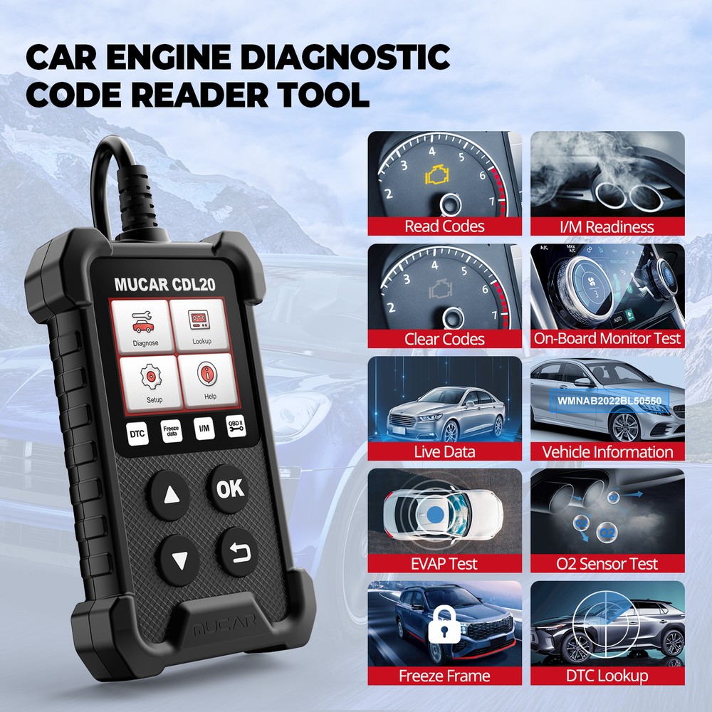 MUCAR CDL20 Car OBD2 Diagnostic Tool Auto Scanner Engine System USA 2025
